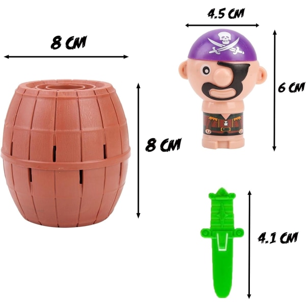 Mini Barrel Pirate Game- Hoppa ur fatet Pop Up leksaker för barn, | Interactive Novelty Brädspel | Prova ditt lycka spel (paket med 1)