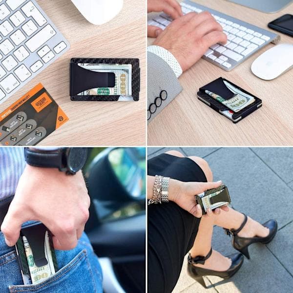 Korthållare i kolfiber RFID Svart - Julklapp One size