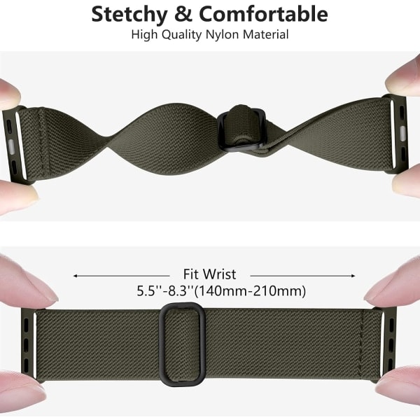 Loop-rem til Apple Watch-rem Justerbar nylon sportsrem til iWatch SE Series 9/8/7/6/5/4/3/2/1