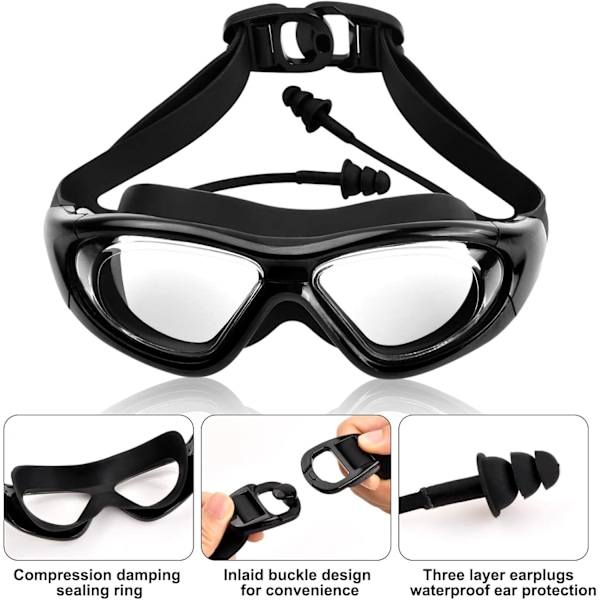 HD Stora Ram Goggles Simning Vuxen Justerbar Simning Dykning Goggles Anti-Dimma Vattentät Simning Goggles Set