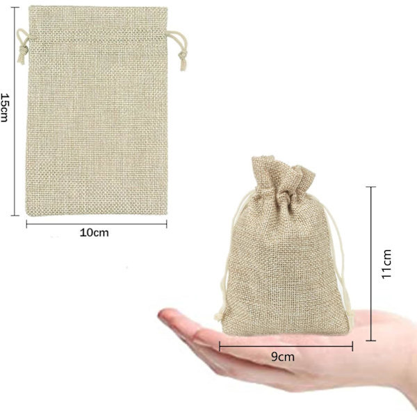 30-pack Intckwan Juteväskor, 10x15cm, Små presentpåsar med dragsko