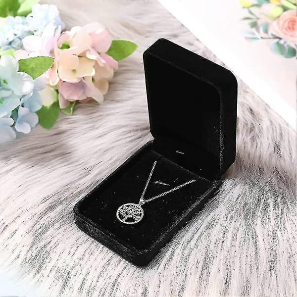 2-pack Sammet Halsband Presentförpackning, Lång Kedja Smyckesorganisatör Halsband Display Gåva