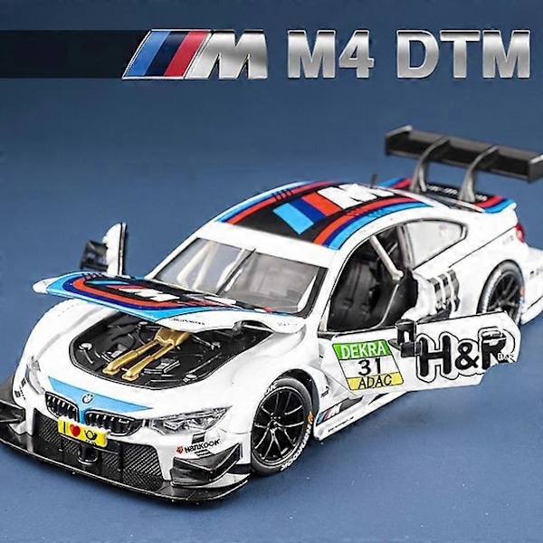 1:24 M4 GT3 Legert Sportsbil Modell Støpt Metall Leketøy Bil Kjøretøy Modell Simulering Lyd og Lys Samling Barnegave M4 DTM White