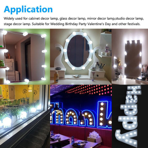 Hollywood-stil LED-lys til makeup-bord USB-spejl