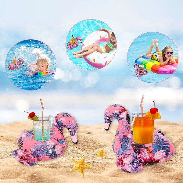 Uppblåsbara dryckeshållare för pool 2PCS Flamingo Cup Holder Pool Inflatables för barn Vuxna, Pool Drink Holder Floats Tillbehör