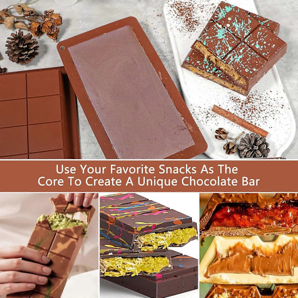 Chokoladeforme Silikon Dyb, 25 x 13,5 cm Chokoladebar, Dyb Chokoladeform, til Fremstilling af Chokoladebarer, Praliner 1 PC