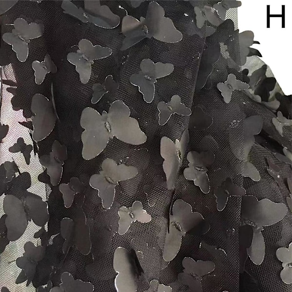 3D Fjärils Spets Tyg Gradient Rosa Blå Tulle Tyg Regnbåge Mesh Tyg Black