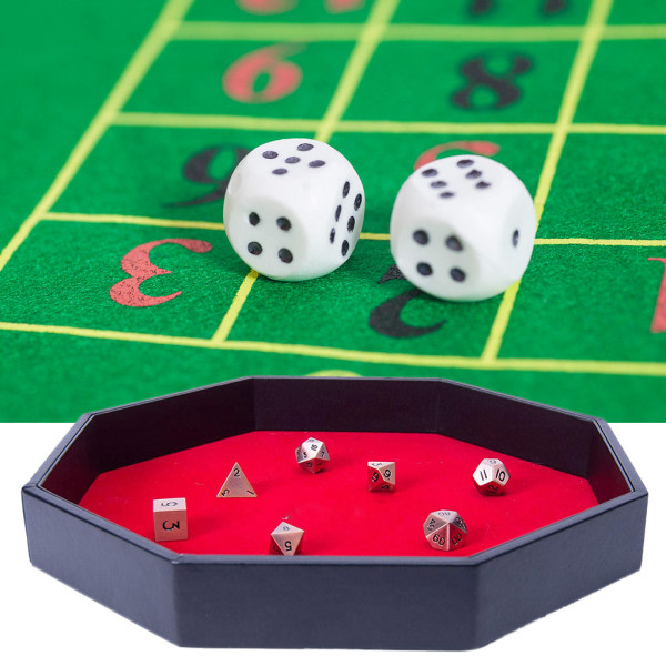 Ottekantet terningbakke PU læder terningboks brætspil RPG terningboks til nøglepung møntbakke skrivebordsopbevaringsboks