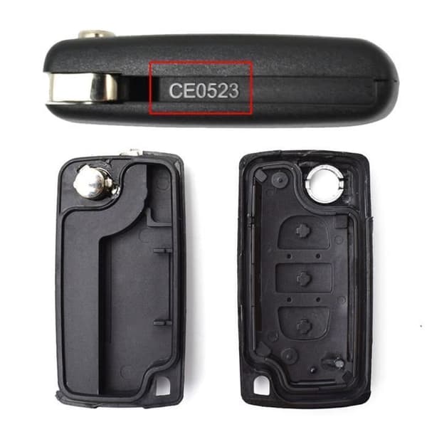 Bilfjärrnyckelskal för Citroën C2 C3 C4 C5 C6 C8, 3-knapps fodral, VA2-blad, CE0523, 2008