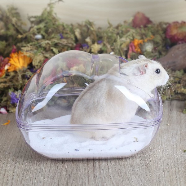 Hamster Sandbad Behållare Stor Transparent Plast Bastu Toalett Set Nonspilling för Smådjur, Gerbil, Syrisk Hamster, Mus, Råtta (Lila, Medium)