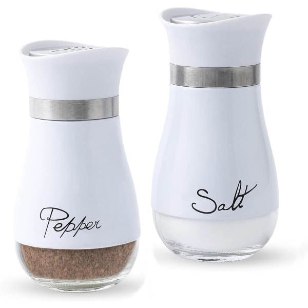2 Salt- og peberkrukker Salt- og peberkværne Salt- og sæt Saltkande Saltpande Køkkenudstyr (hvid) Hvid