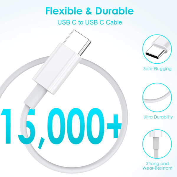 1M USB-C-opladningskabel til iPhone/Samsung (USB-C til USB-C)