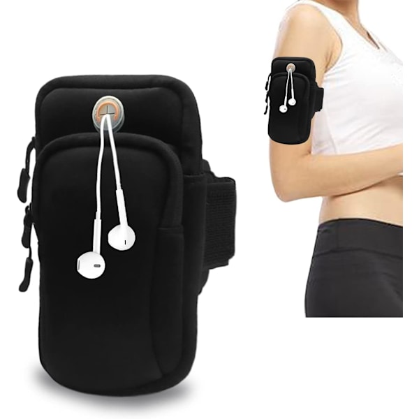 Løpearmbånd Telefonholder, Stropp for telefonløping, Mobil Armbåndsveske, Kompatibel for iPhone XS MAX XR 12/11/8/7 Plus, Mobiltelefon Opptil 6,3\" (Svart)