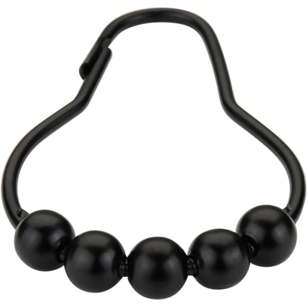 Dekorative dusjforhengskroker Rustfrie dusjforhengsringer black