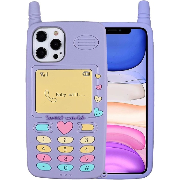 Katea Iphone 12 Pro Max Case, 3d Sarjakuva Söpö Retro Love Heart Classic Kännykän muotoinen Case , Lapset Naiset Tytöt Pehmeä Silikoni Case Cover