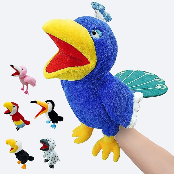 Riikinkukko käsinukke lelu, kotkanukke liikkuvilla silmillä, pehmolelu, hevosen käsinukke, suu auki pehmolelu Toucan 40cm