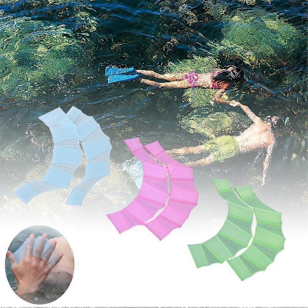 Simfötter 1 par unisex grodformade simfötter i silikon handskar för vattensporter Green L