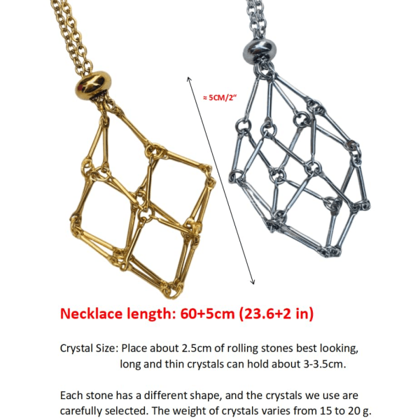 Håndlaget krystallholderhalskjede i rustfritt stål for steinkrystall anheng halskjede kvarts edelsten smykker for kvinner menn 20