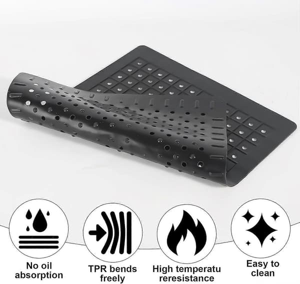 Pack Gummimattor för Diskbänk 31,5 cm x 26 cm Diskbänksmatta Stänkskydd Negro