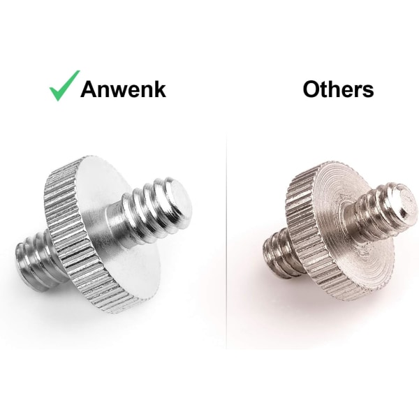 1/4\"-20 hane till 1/4\"-20 hane gängad stativskruvadapter Standard stativmontering gängad kameraskruvadapter Konverter, precisionstillverkad (2-pack)