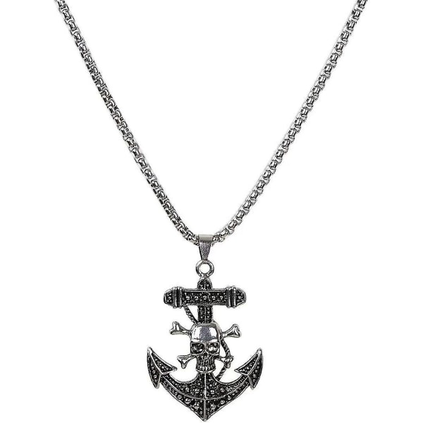Cool Symbol Pirate Skeleton Anchor Necklace En mandlig Skelet Anchor Necklace