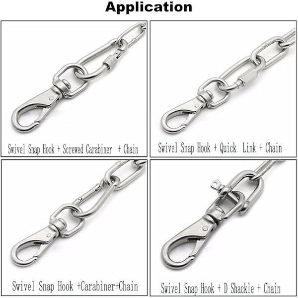 2 stk. Trigger Clips Clasp i rustfrit stål, kraftig 360° drejelig Trigger Clips Hook Trigger Clips Clasp til kæledyrs spænde nøglering karabinhage