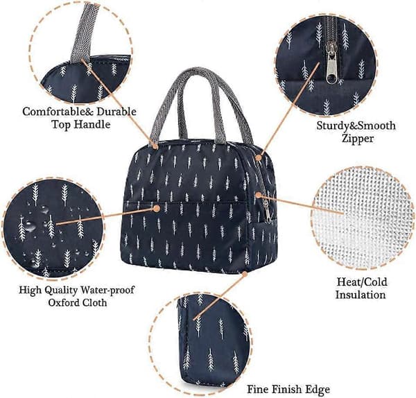 Termisk pose Mat Lunsjposer Isolert Lunsjboks Tote Bag for kvinner Vanntett Isolerende Lunsjboks