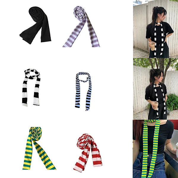Dam Vår Sommar Randigt Mönster Scarfs Tunn Halsduk Y2k Stil Färgglad Tunn Stickad Nackskydd Lättvikt Red