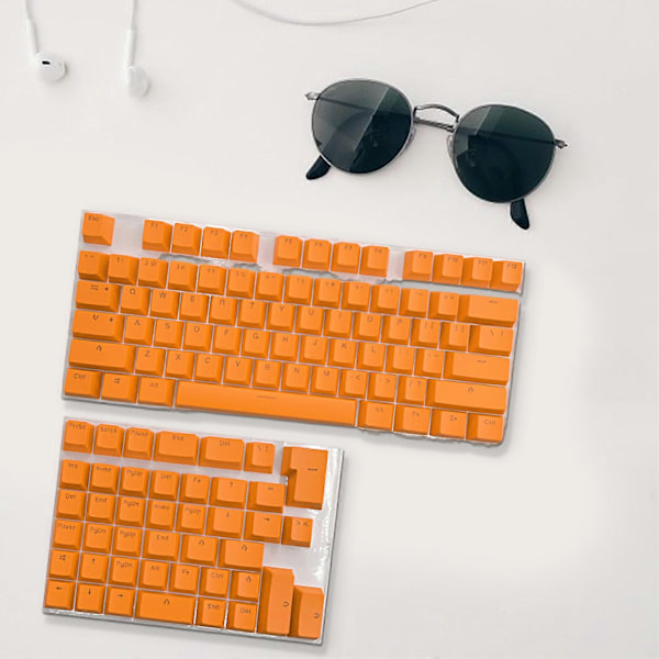 117 stk Mini Tastaturhetter i Slitsterkt PBT-materiale, Dekorative Renfargede Tastaturhetter for Datatilbehør Yellow