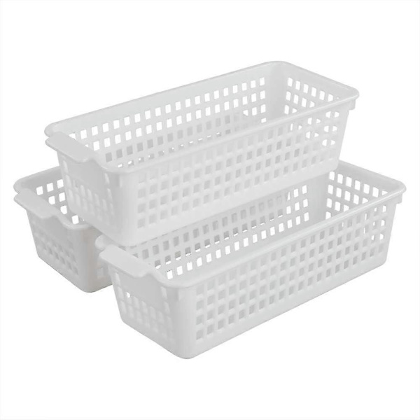 3-pack Små Praktiska Plastkorgar för Förvaring (Vit) White