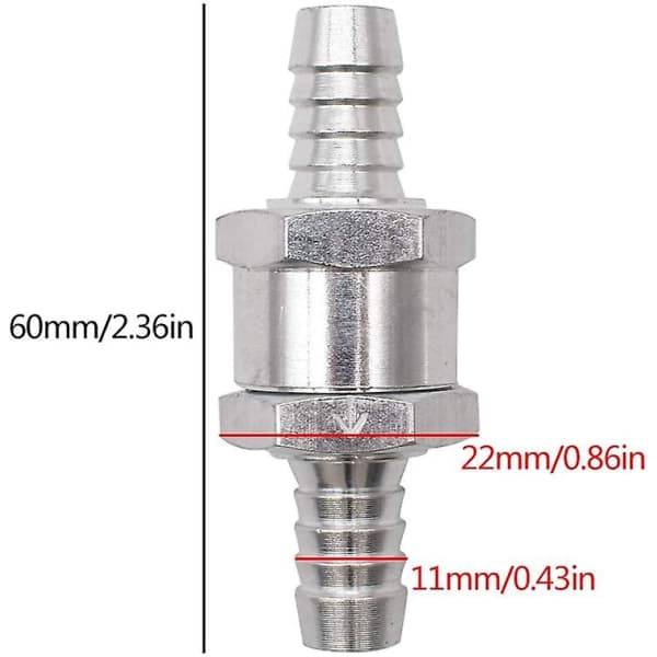 Aluminium Backventil 4 Stycken Silver Backventil med Aluminiumlegering Backventil för Förgasare Lågtrycksbränslesystem Bil (10mm)
