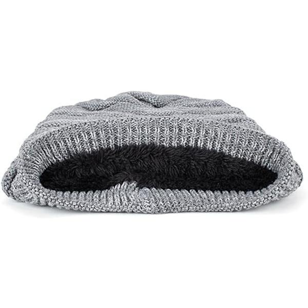 Vinterhue til mænd - varm strikket lang slouch beanie hue med termisk blødt fleecefor