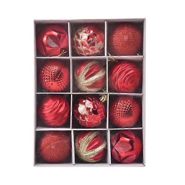 12 stk Julekuler Juletrepynt Julehjemdekorasjon Godt Nyttår Navidad Hengekule Tilbehør Red 6cm