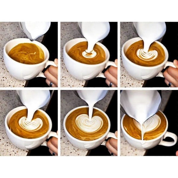 600ml Melkekanne med Skummingspitte, Rustfritt Stål, Kaffe Skummingspitte, med Termometer, for Kaffe Cappuccino Espresso Latte