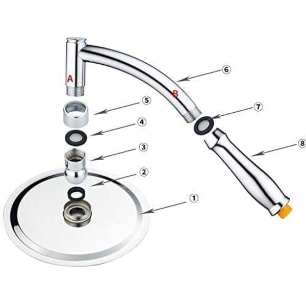 Justerbart 15 cm Regndusch Rostfritt Stål Stor Panel Duschmunstycke Set med Handhållet Duscharmar, Högtryck Duschmunstycke (15 CM)