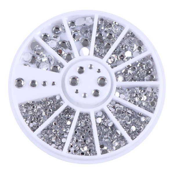 400 stk. Strass Rhinestone sølv Neglekunst tilbehør-4 størrelser
