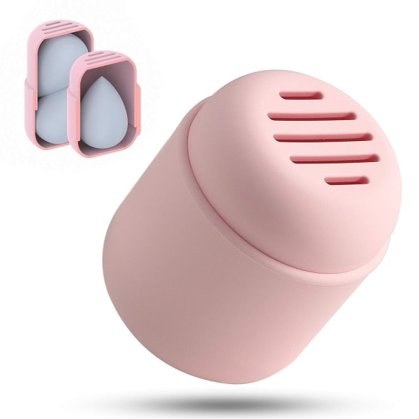 Sminke svamp holder, silikon reise skjønnhet svamp etui, kosmetisk blender tørkebeholder, rosa