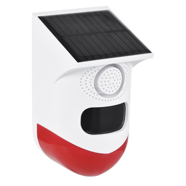 Solar Motion Sensor Alarm 120db Høj Sirene Led Strobe Lys Lyd Sikkerhedsalarm Udendørs Vandtæt