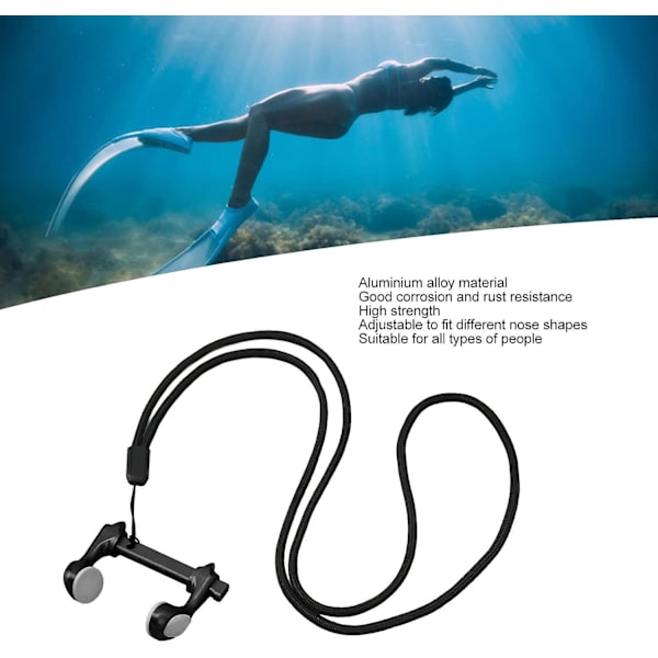 Svømmenese klips, justerbar profesjonell dykking nese plugger aluminiumlegering surfing nese stopper med anti tapt tau for voksne, barn, fridykking