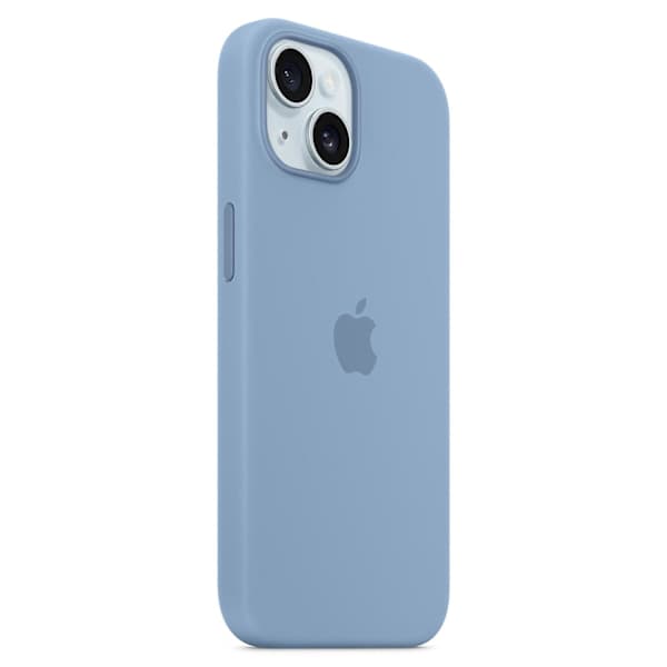 iPhone 15-fodral kompatibelt med MagSafe reptåligt silikonfodral Light blue