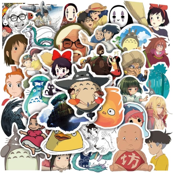 Klistermærker tegneserieklistermærker, Studio Ghibli Anime-klistermærker til bærbar computer, biler, telefon, vandflaske, skateboard, kuffert, guitar, pude 50 stk.