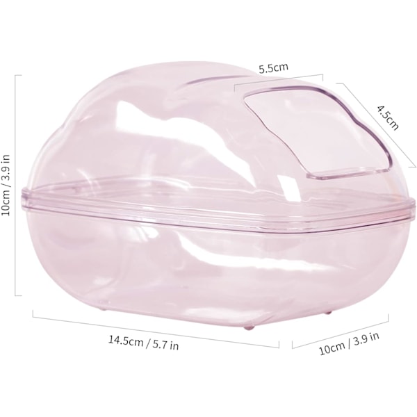 Hamster Sandbadbeholder Stor Transparent Plast Sauna Toalettsett nonspilling for Smådyr，Gerbil，Syrisk Hamster,Mus,Rotte (Rosa, Medium)