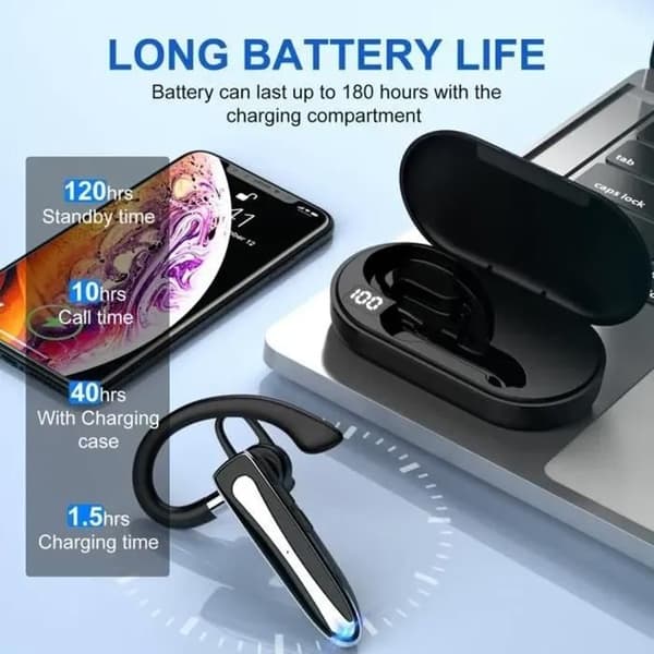 Handsfree trådlös Bluetooth-hörlur (enkelörad) med laddningsfodral — LAN