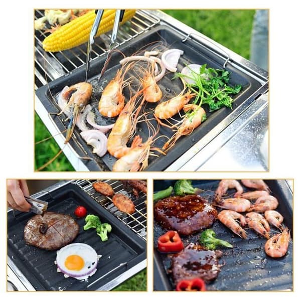 P Grillplate i rustfritt stål - Non-stick panne egnet for grilling