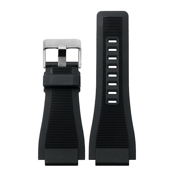 24MM Bell & Ross BR001 BR003 Musta Silikoninen Ranneke Kellossa Vaihdettavaksi Silver Button