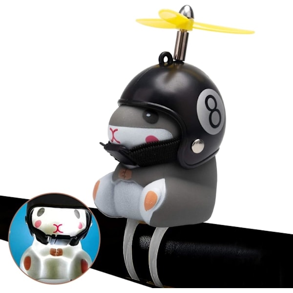 Pyöräkello Valolla ja Kypärällä Söpö Eläin Pyörän Torvi, Kojelaudan Koristeleminen Leikkiauto Pyöräkellot Liimatut Koristeet Black 8 helmet mouse