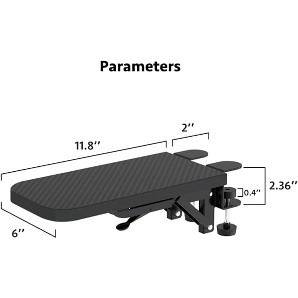 Tietokoneen käsinoja työpöydälle, sopii toimistopöytiin, tukeva hiirikäsivarren tuki, tietokonepöydän jatke, sopii kotiin ja toimistoon, musta, L