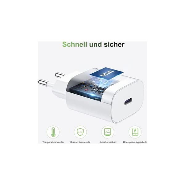20W snabb USB-C iPhone-laddarsats, 2M USB-C snabbladdningskabel för iPhone 14 13 12 11 SE XR XS Max & iPad