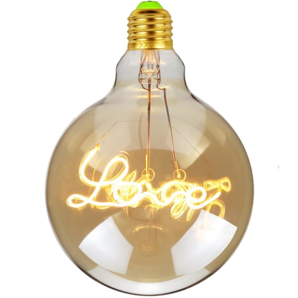 Edison LED-pære 4W, E27-skruepære Retro LED Love Filament Glas Antik Lampe Gør Smukt Design (G125 Love)