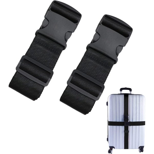 Bagageremmar Resväskabälten Kraftiga justerbara resväskorremmar i ljusa färger Bälte med snabbspänne (2-pack, svart)